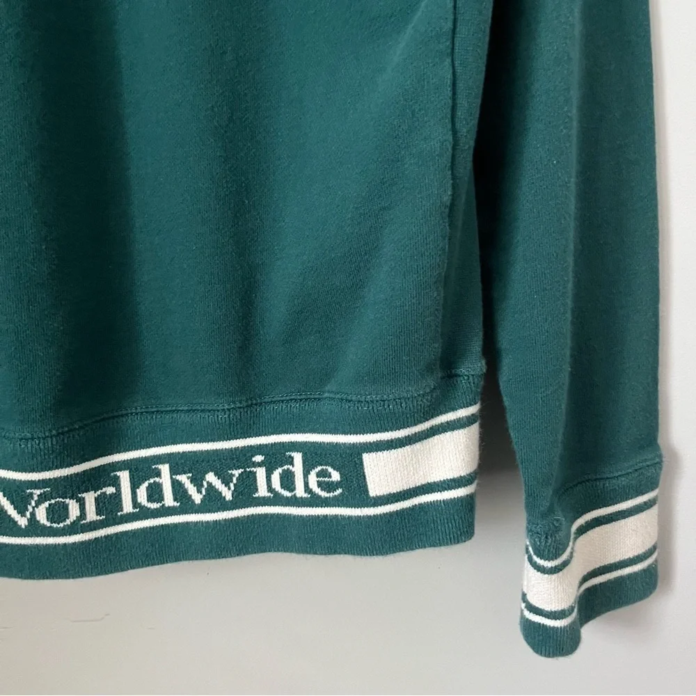 HUF Worldwide Relay French Terry Jade Green Quarter Zip Pullover Hoodie Size S - Picture 16 of 16